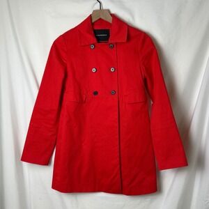 Mod Style Mid Length Club Monaco Red Double Breasted Coat Jacket Women's XS